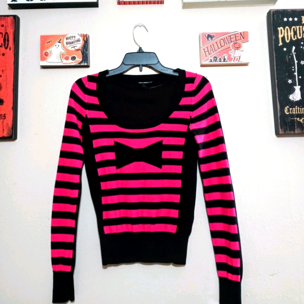 COPY - H&M Hot Pink & Black Striped Sweater